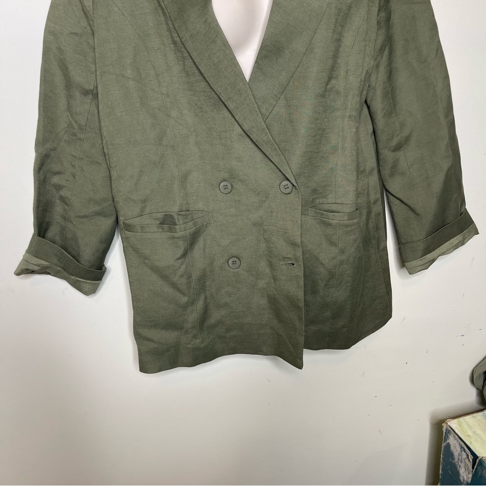 Lioness La Quinta Khaki Olive Green Linen Blend oversized Blazer sz XS - Picture 9 of 10